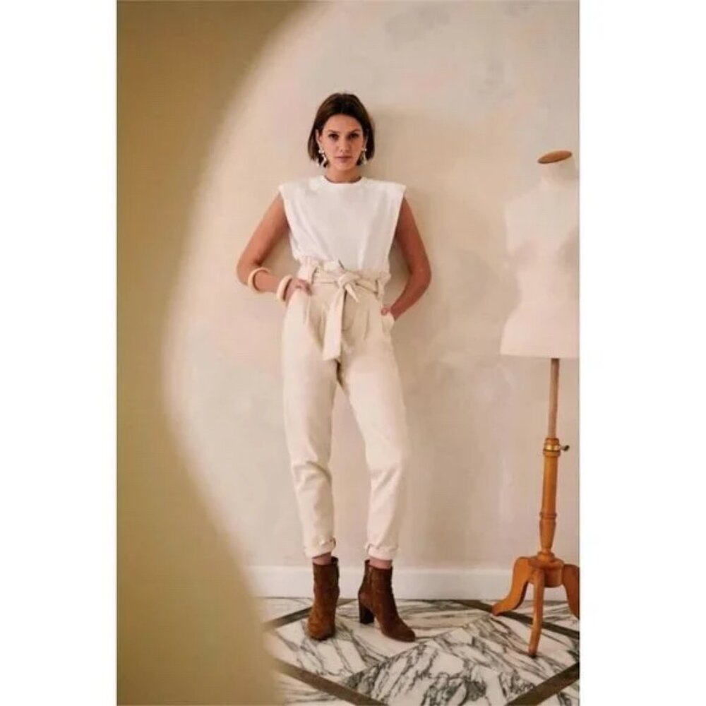 Sezane Austin Trousers Ecru NWOT